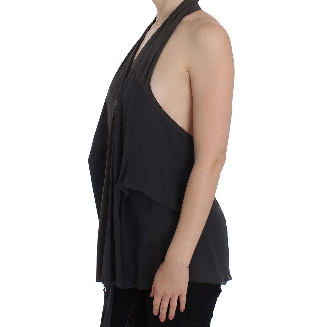 Gray Blue Stretch Blouse Top - coffeewithmee2