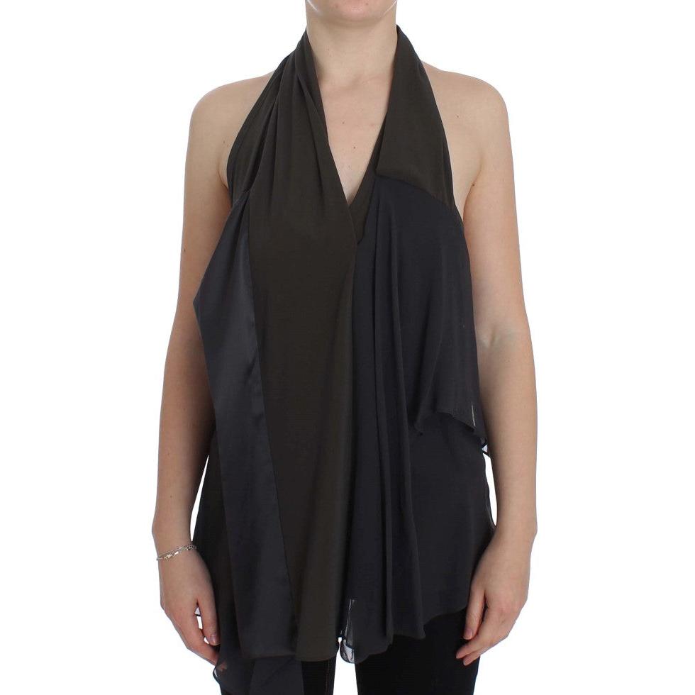 Gray Blue Stretch Blouse Top - coffeewithmee2