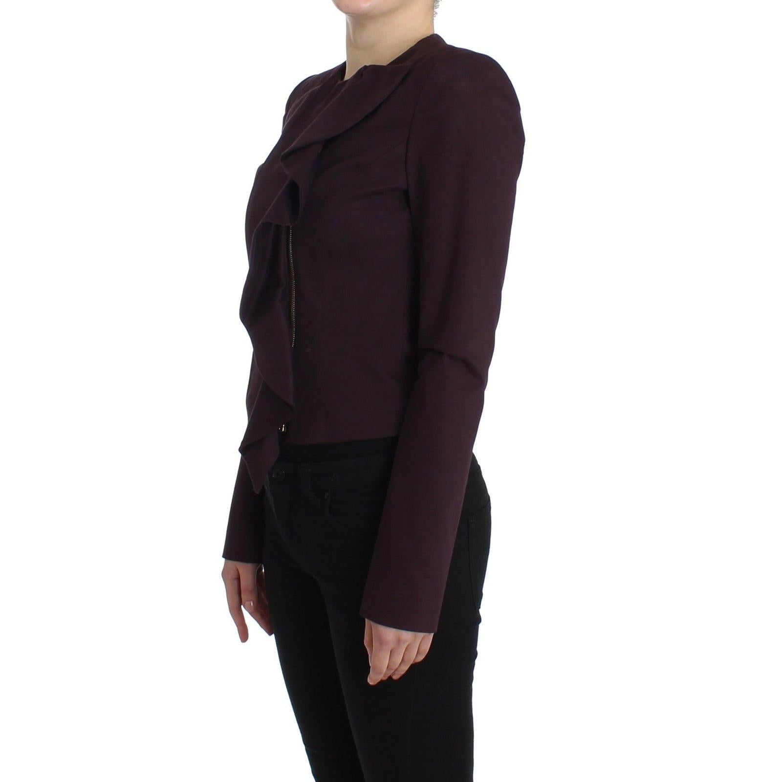 Purple Ruched Jacket Coat Blazer Short - coffeewithmee2