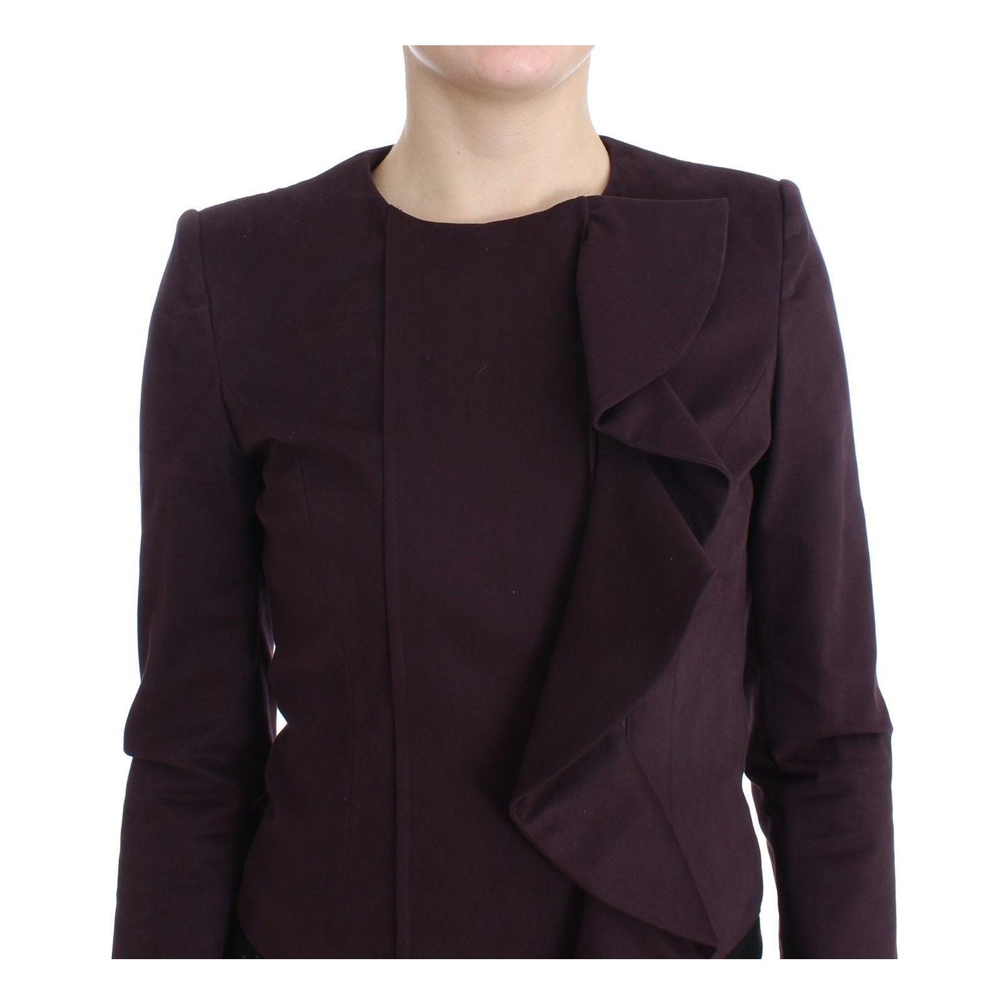 Purple Ruched Jacket Coat Blazer Short - coffeewithmee2