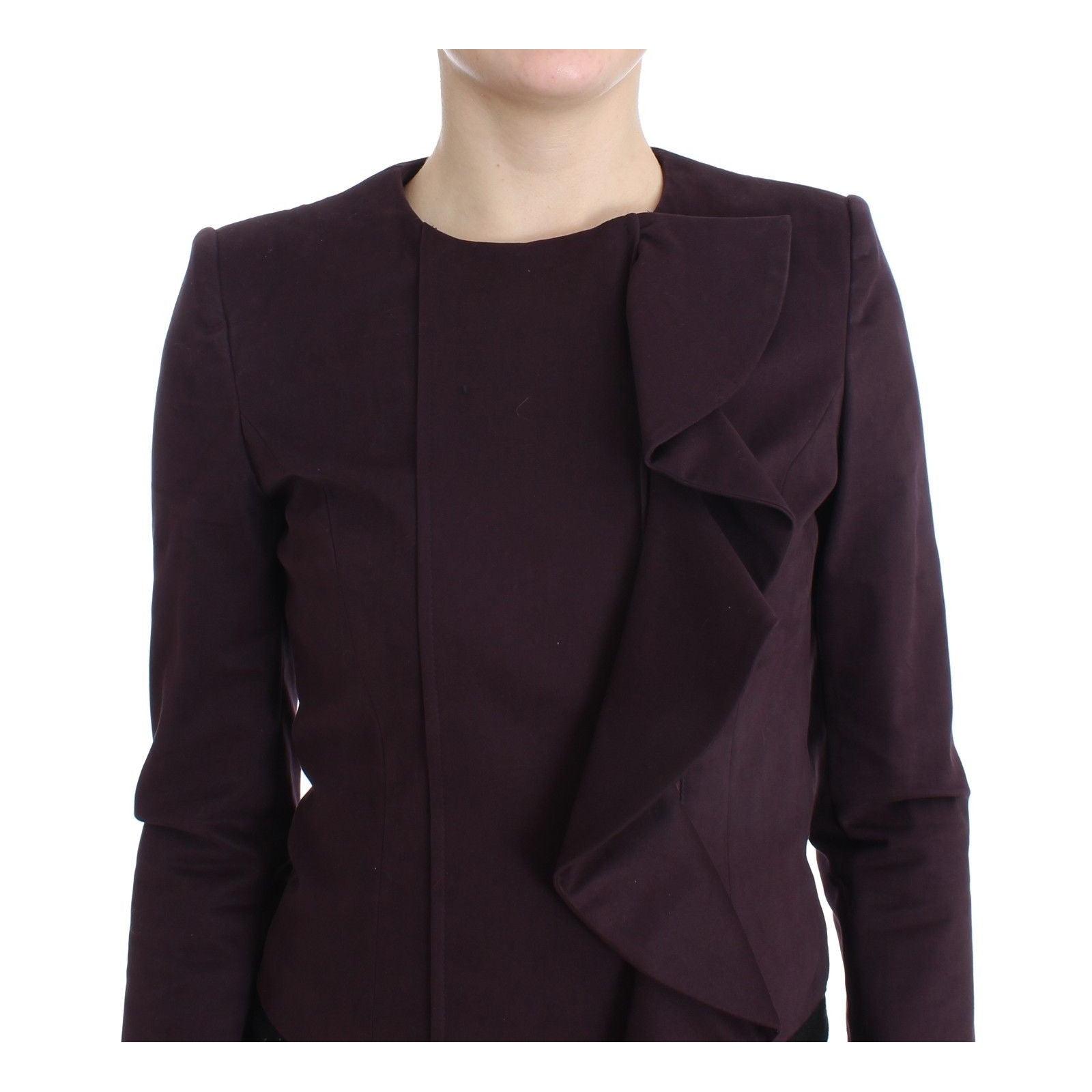 Purple Ruched Jacket Coat Blazer Short - coffeewithmee2