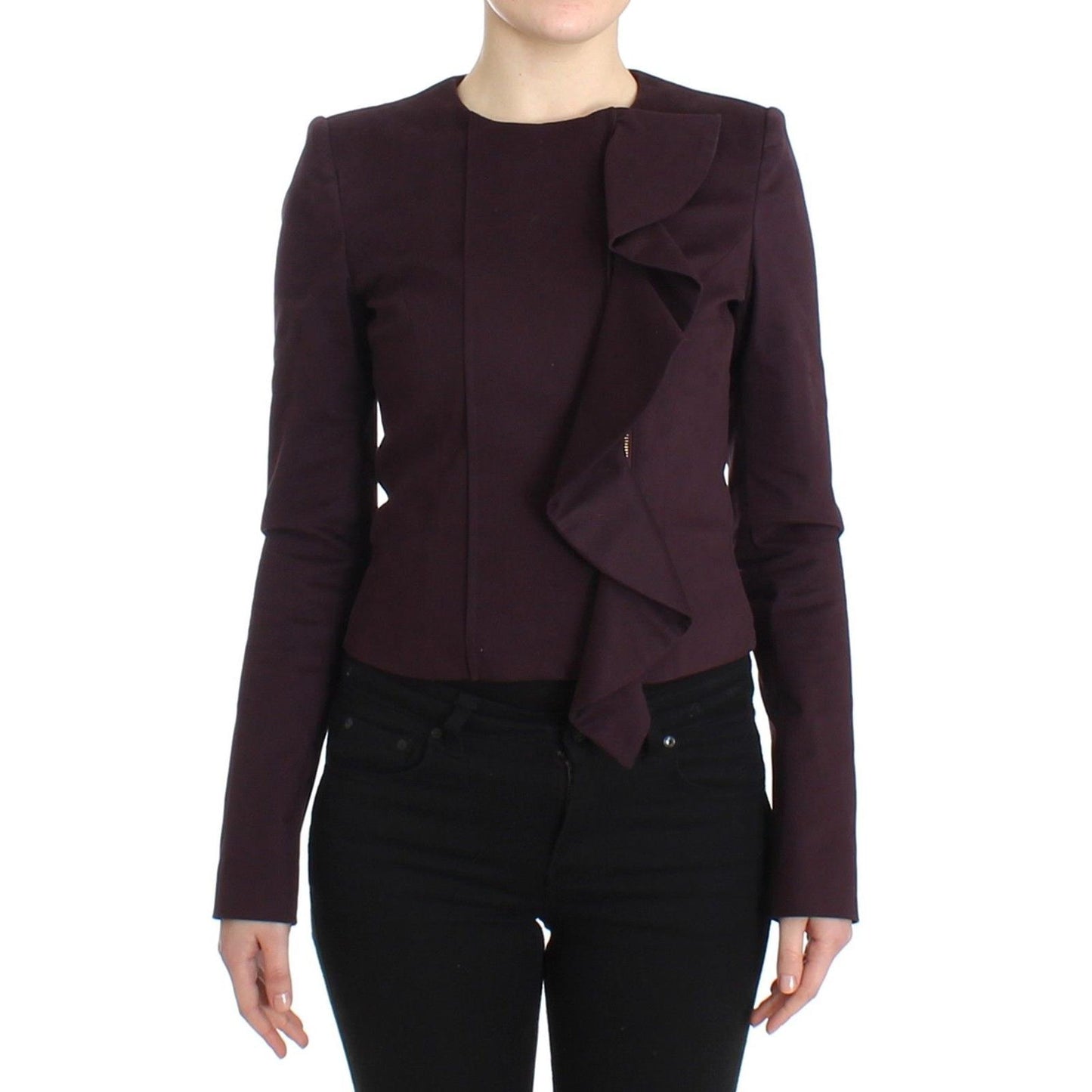 Purple Ruched Jacket Coat Blazer Short - coffeewithmee2