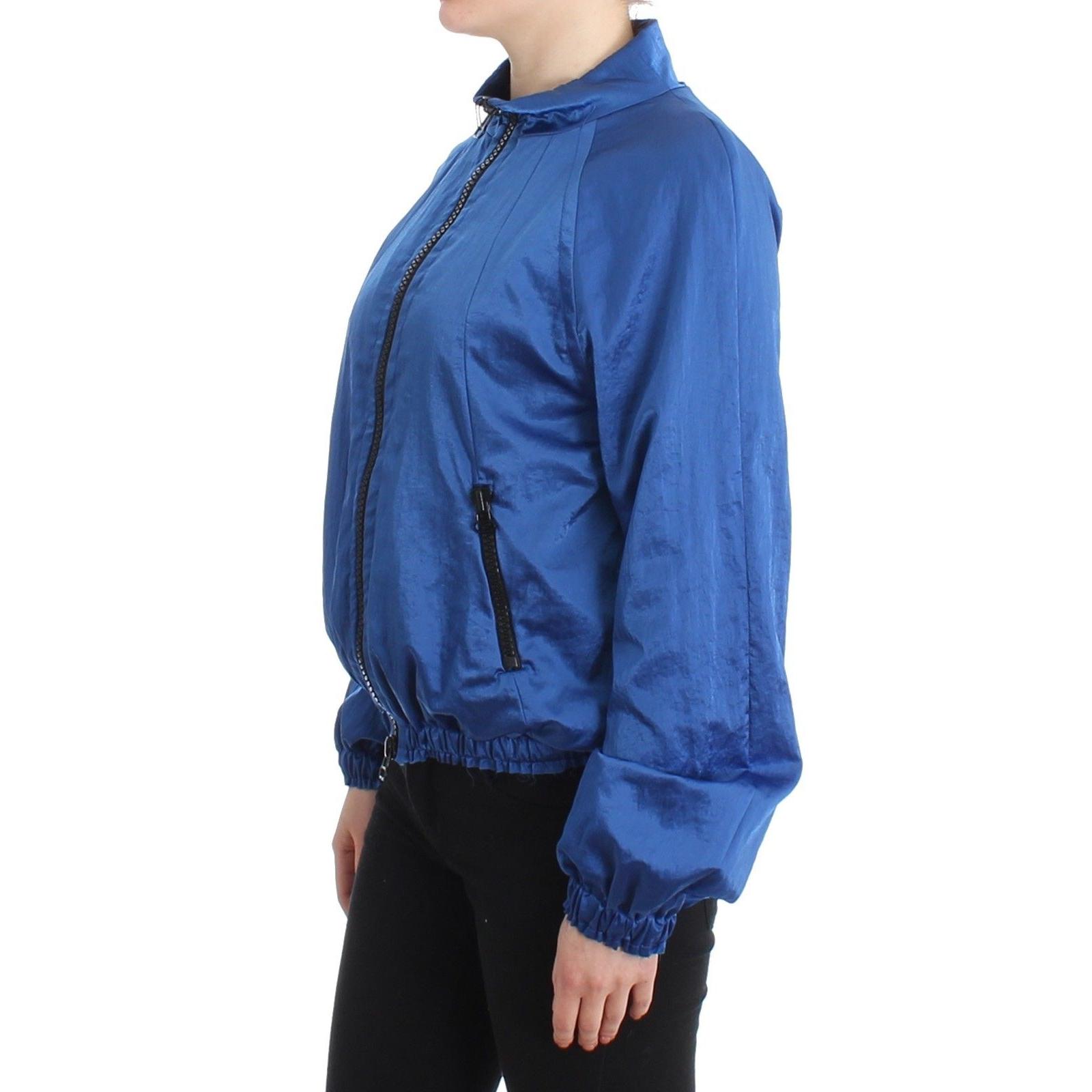 Blue Bomber Jacket Coat Blazer Short Nylon - coffeewithmee2