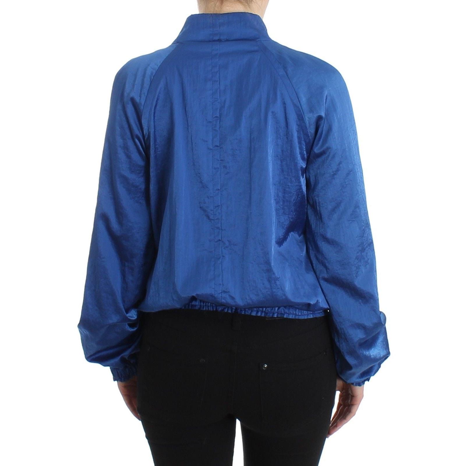 Blue Bomber Jacket Coat Blazer Short Nylon - coffeewithmee2