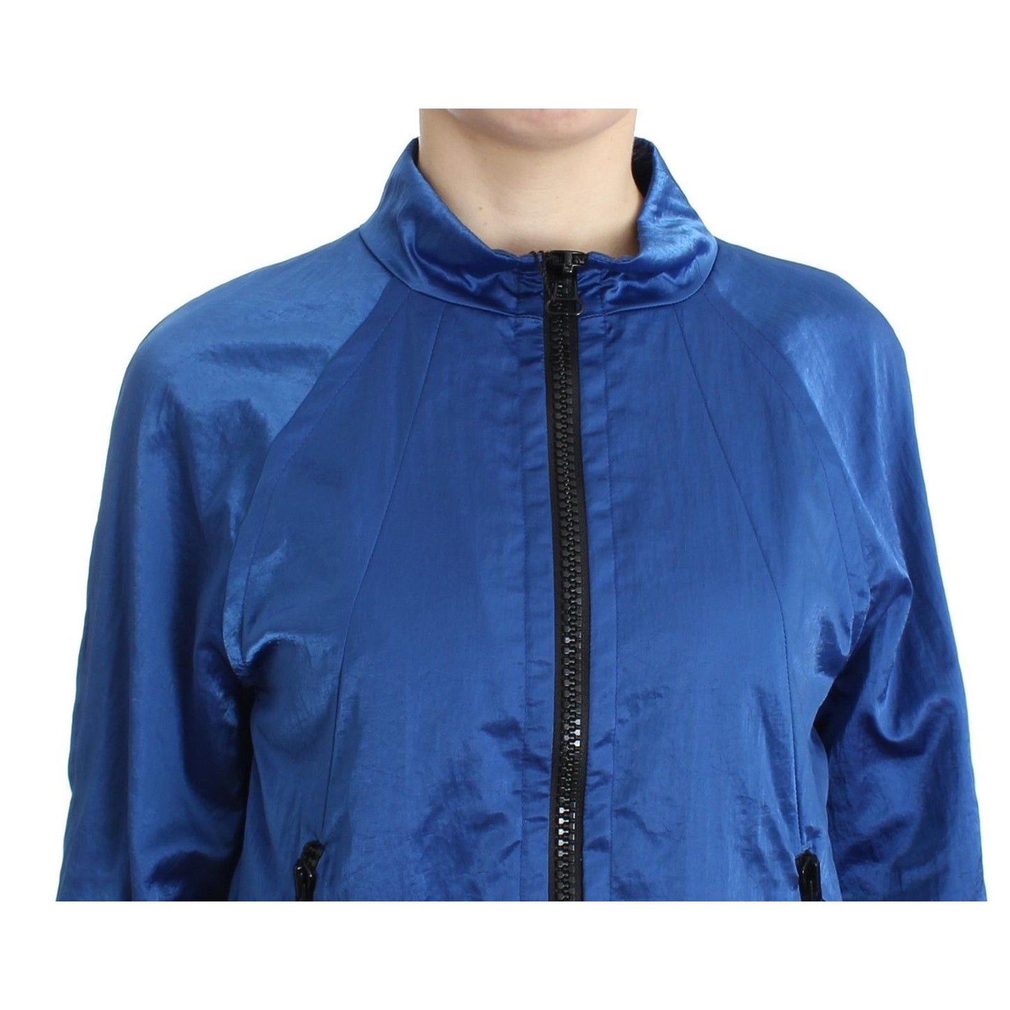 Blue Bomber Jacket Coat Blazer Short Nylon - coffeewithmee2