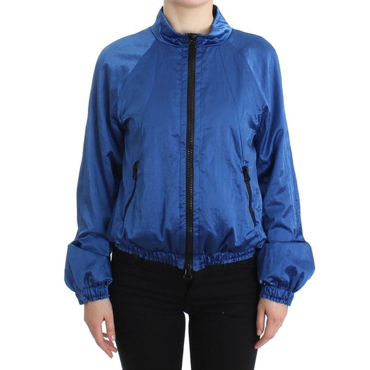 Blue Bomber Jacket Coat Blazer Short Nylon - coffeewithmee2