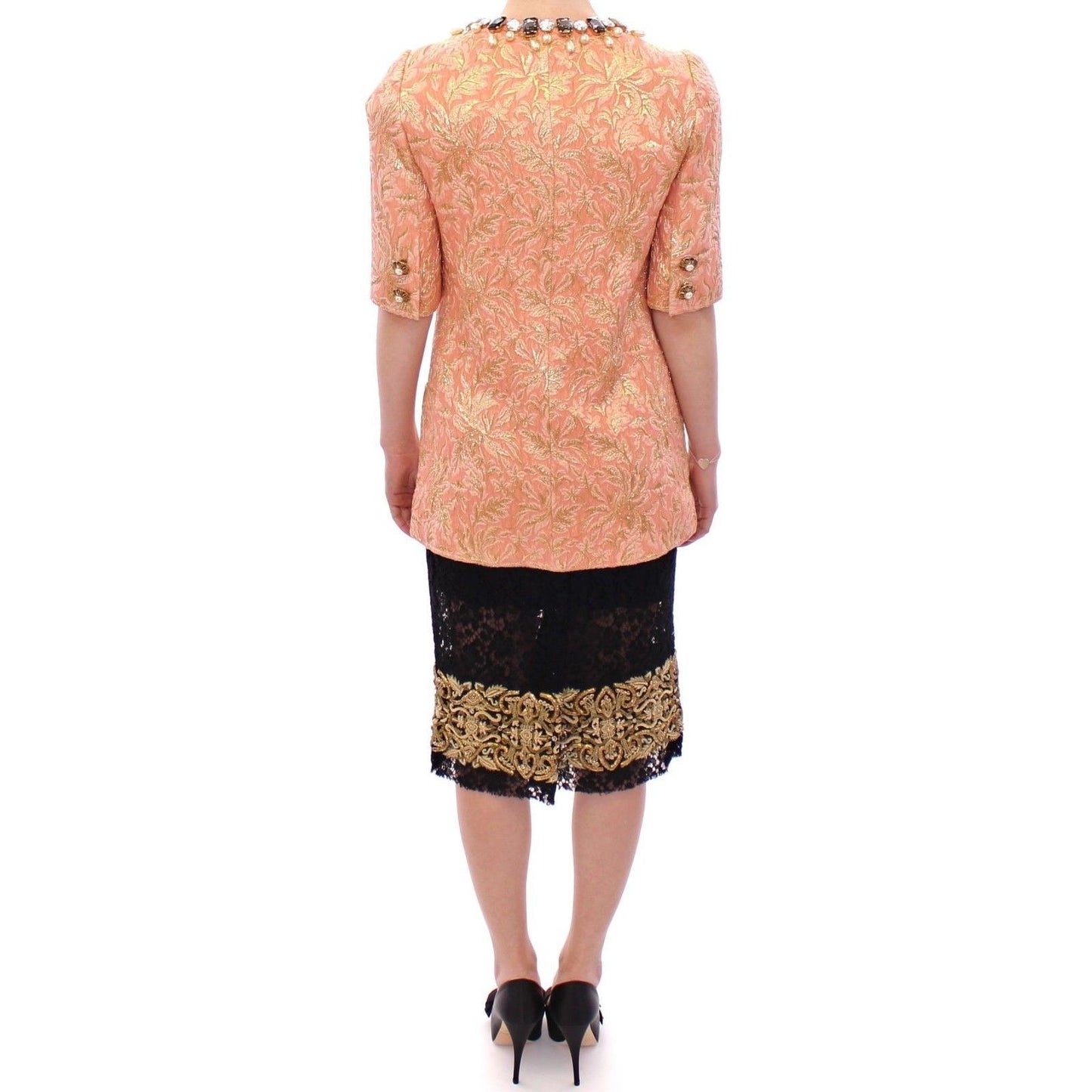 Pink Silk Brocade Crystal Jacket Coat - coffeewithmee2