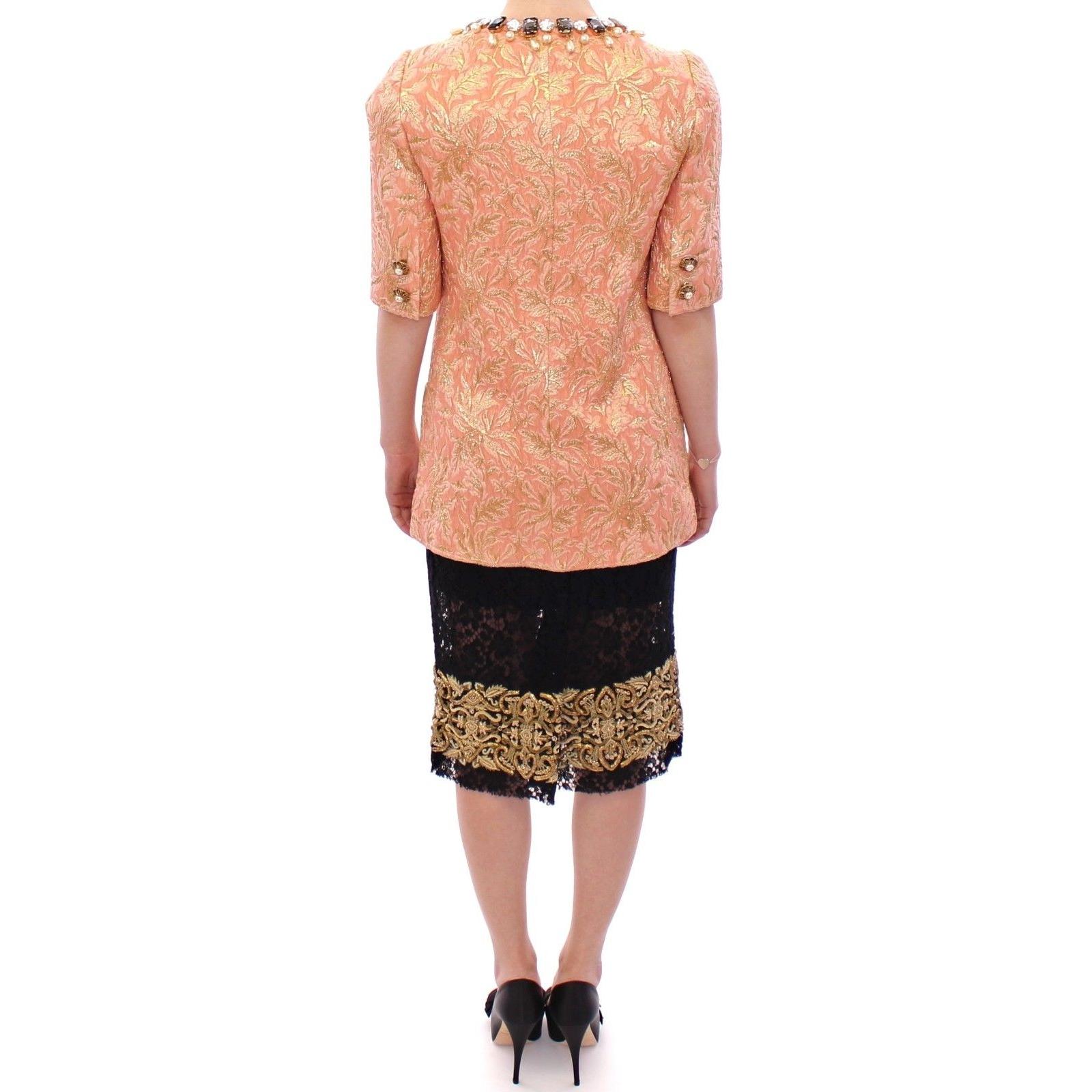 Pink Silk Brocade Crystal Jacket Coat - coffeewithmee2