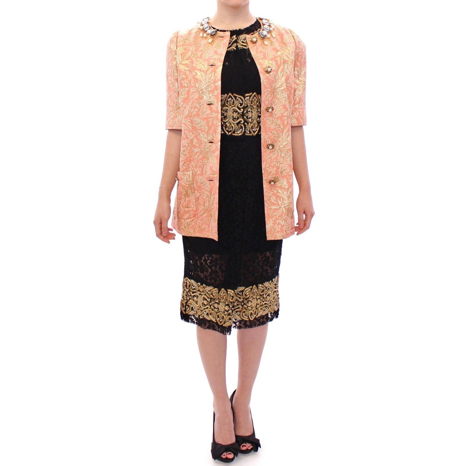 Pink Silk Brocade Crystal Jacket Coat - coffeewithmee2