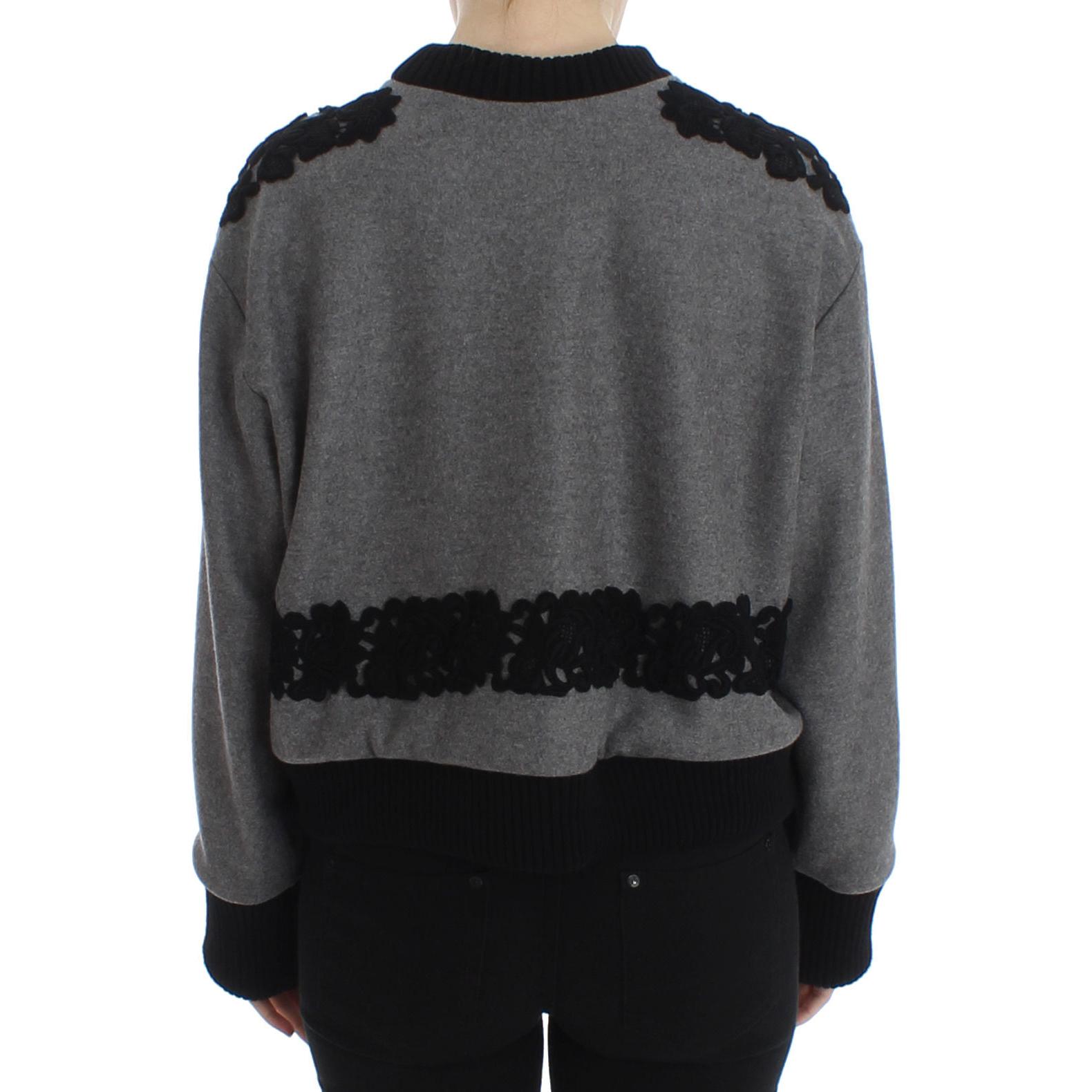 Gray Black Lace Wool Cashmere Sweater - coffeewithmee2