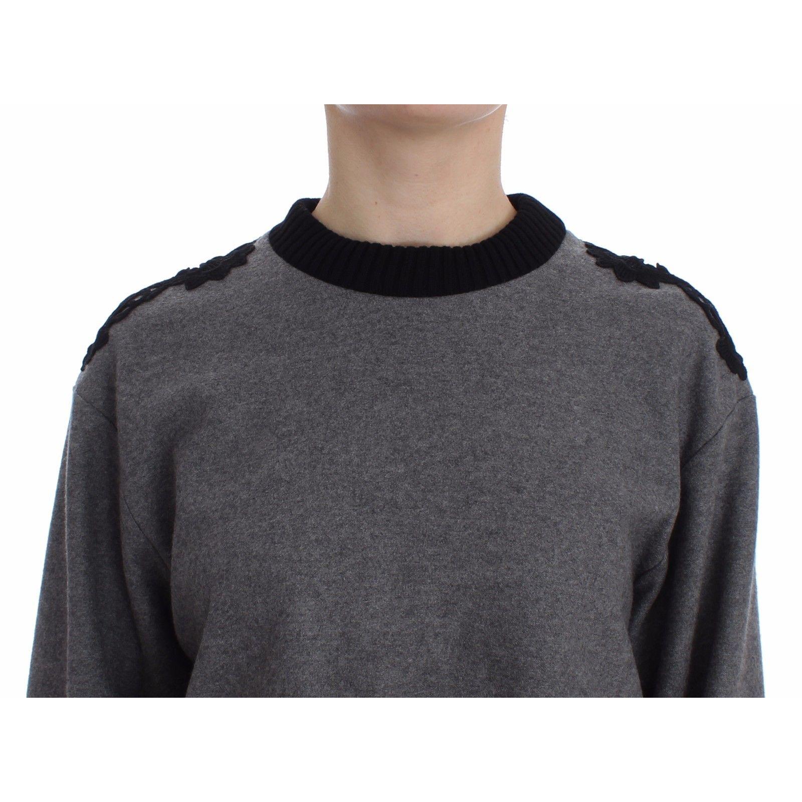 Gray Black Lace Wool Cashmere Sweater - coffeewithmee2