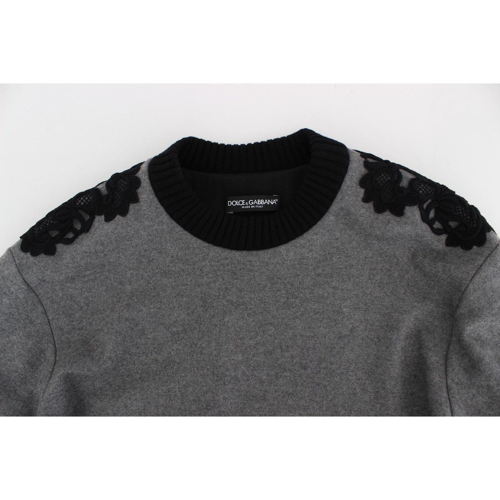 Gray Black Lace Wool Cashmere Sweater - coffeewithmee2