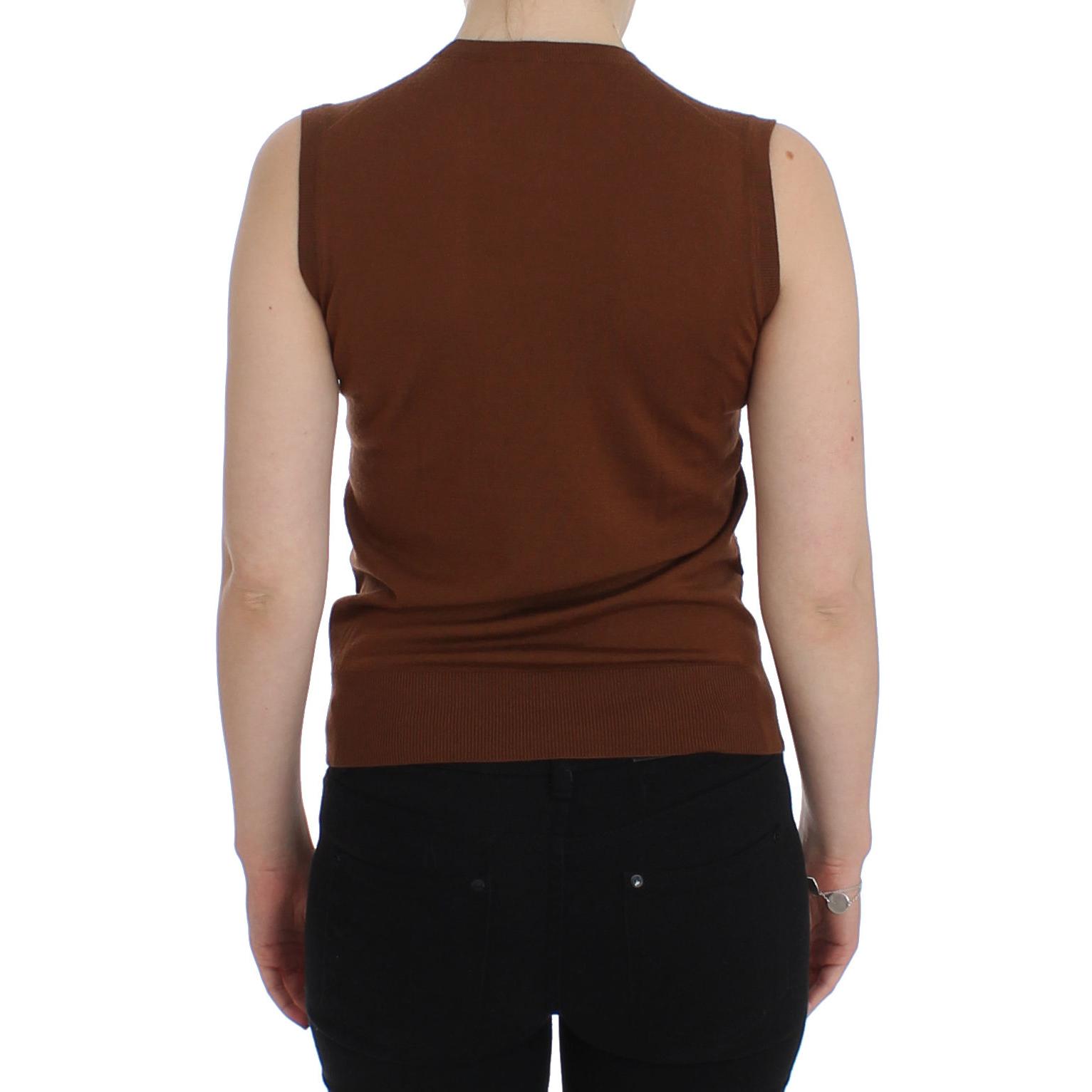 Brown Wool Black Lace Vest Sweater Top - coffeewithmee2