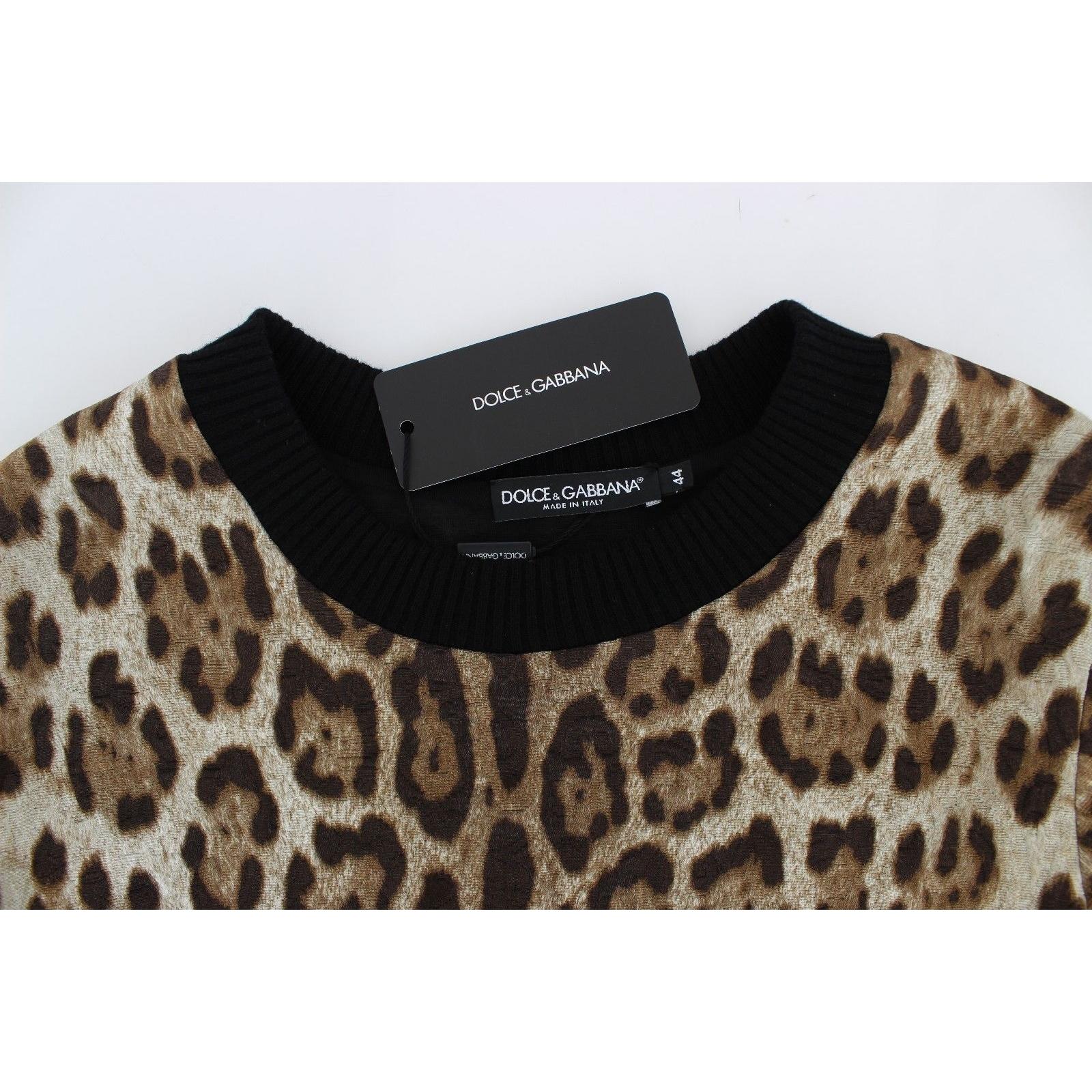 Leopard Print Crewneck Short Sweater - coffeewithmee2