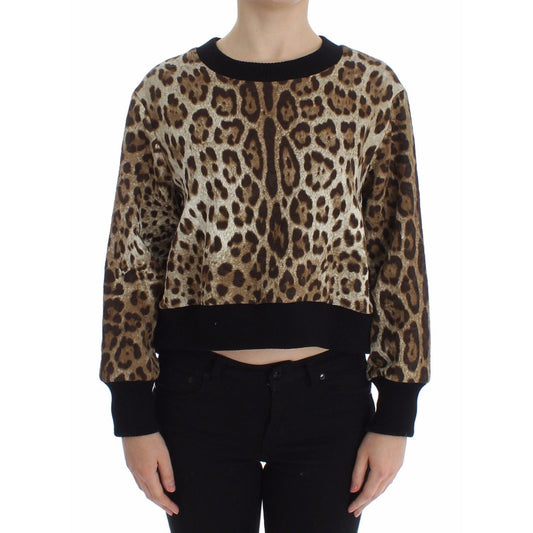 Leopard Print Crewneck Short Sweater - coffeewithmee2
