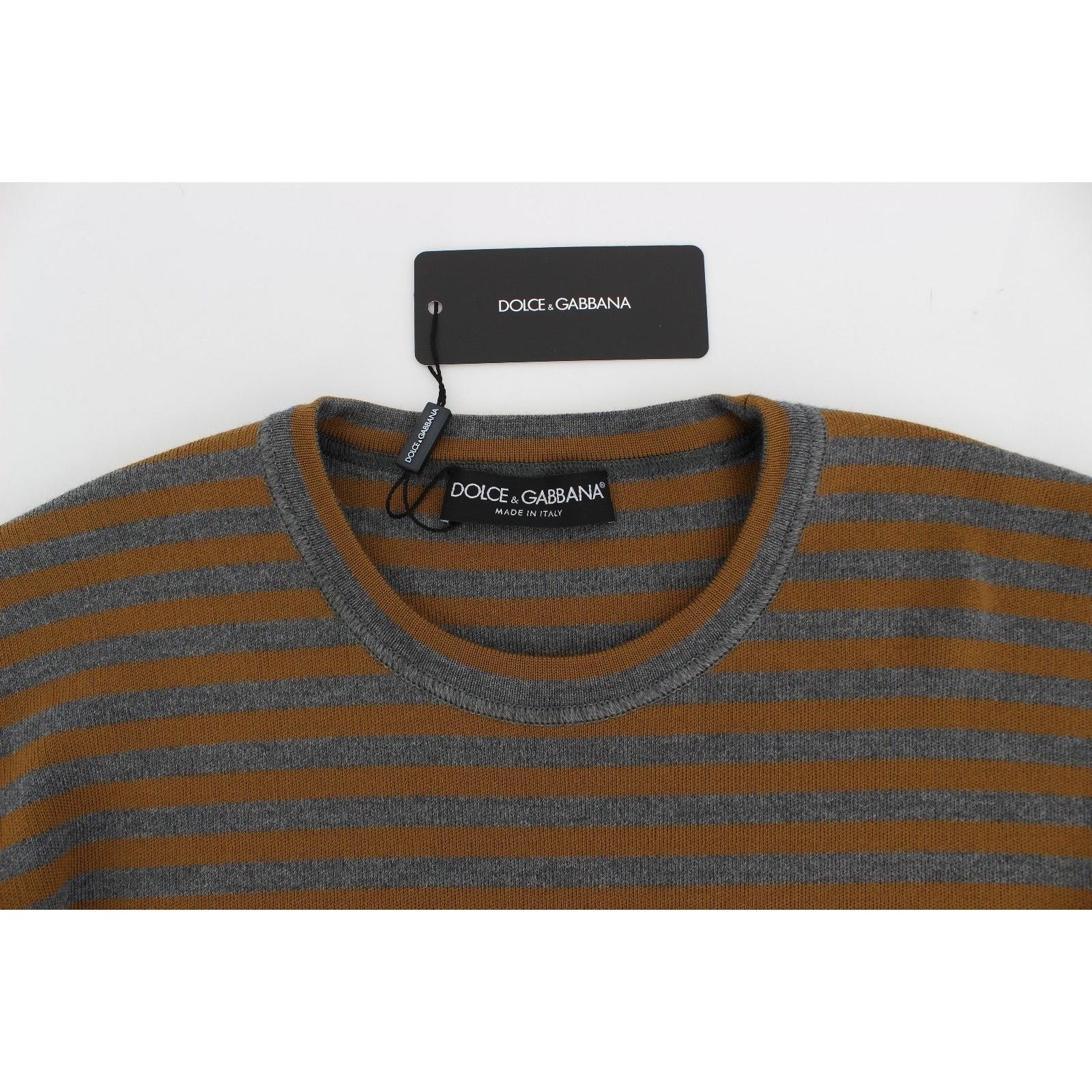 Oversized Gray Yellow Striped Sweater Top - coffeewithmee2