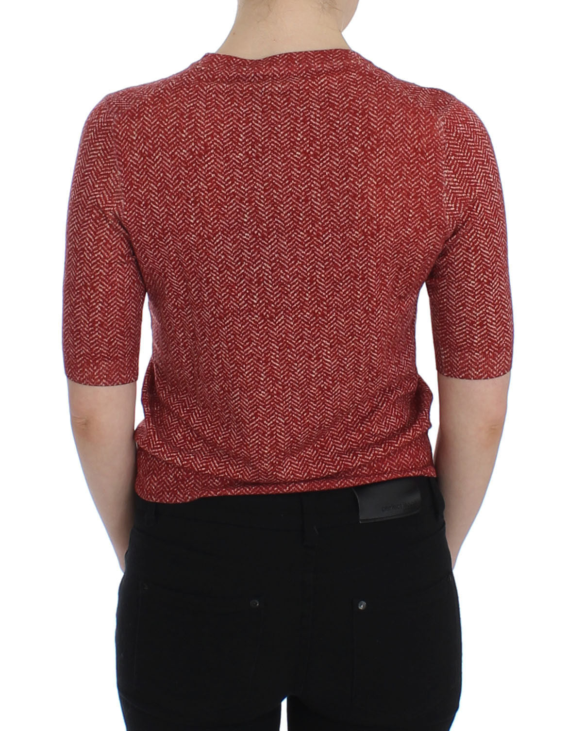 Red Wool Tweed Short Sleeve Sweater Pullover - coffeewithmee2