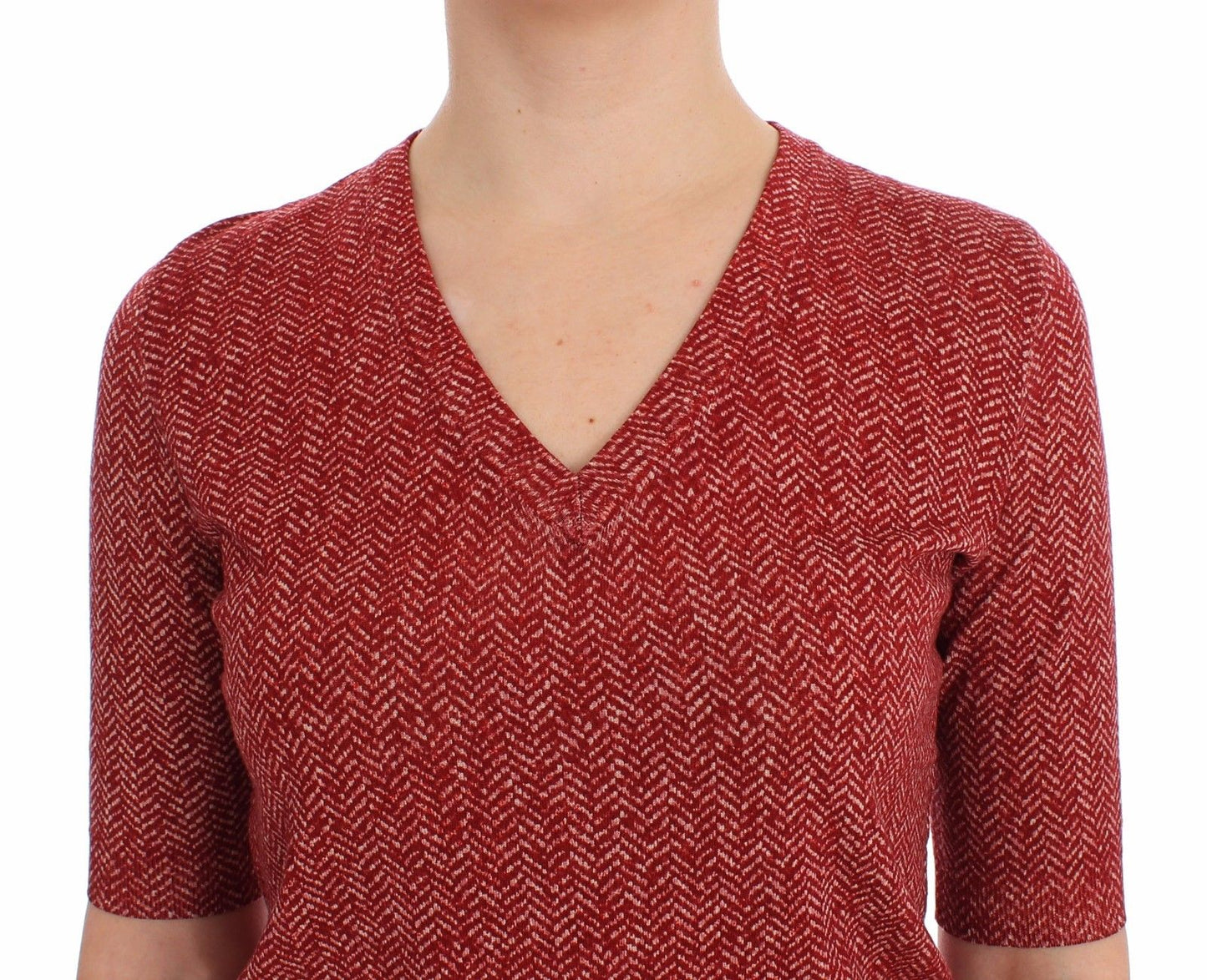 Red Wool Tweed Short Sleeve Sweater Pullover - coffeewithmee2