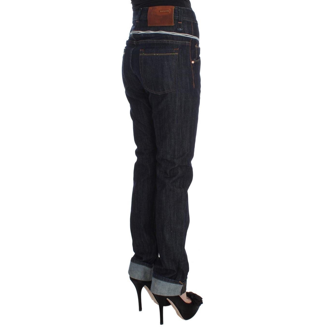 Blue Cotton Straight Fit High Waist Jeans - coffeewithmee2