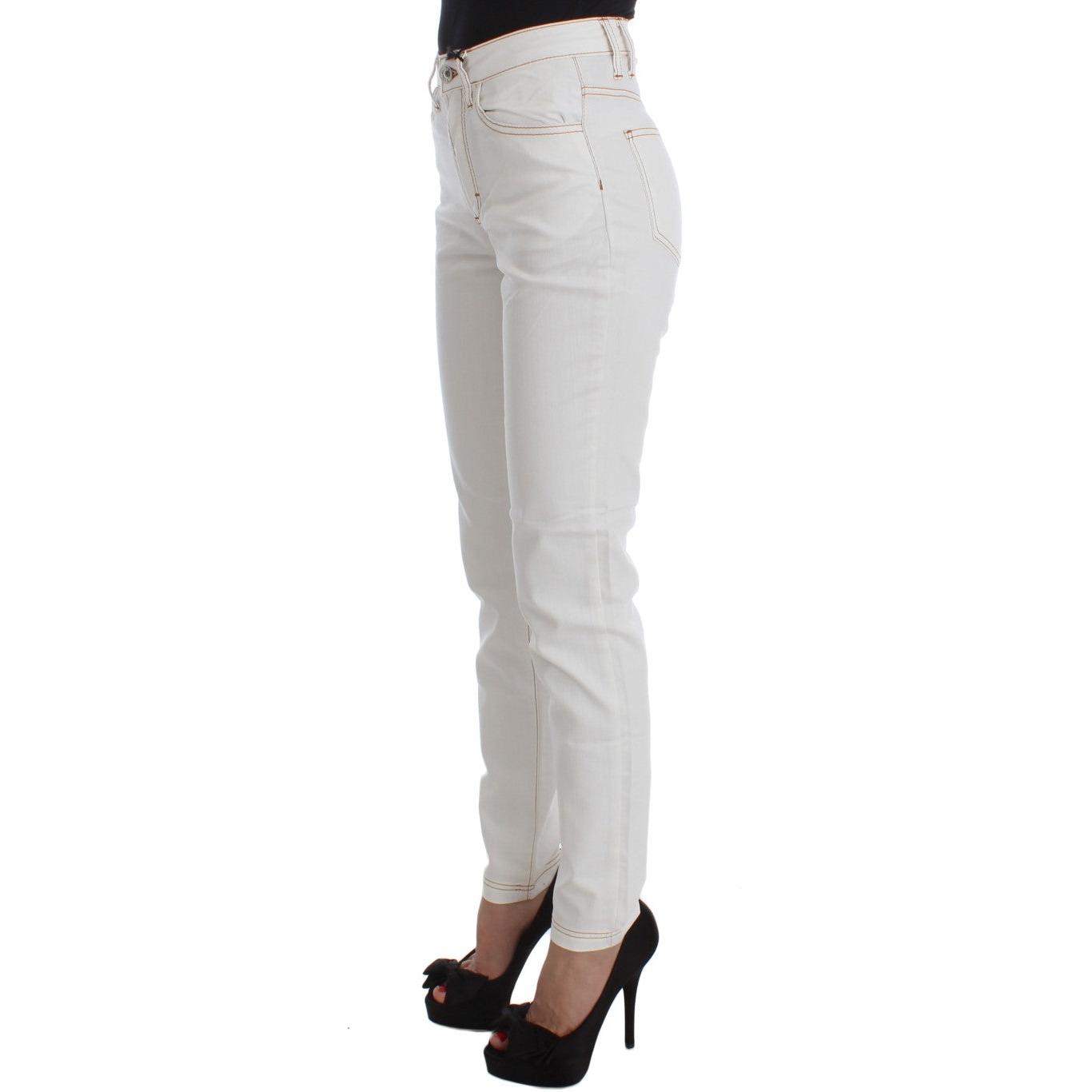 White Cotton Blend Slim Fit Jeans - coffeewithmee2