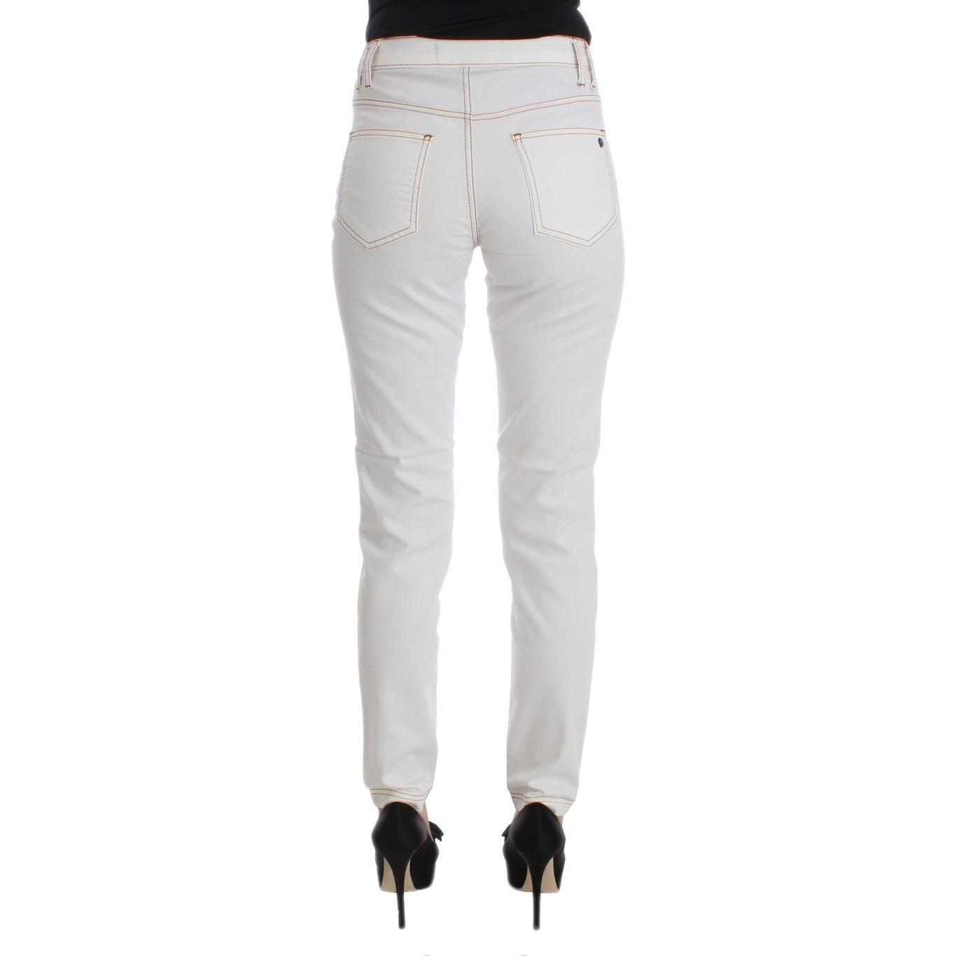 White Cotton Blend Slim Fit Jeans - coffeewithmee2