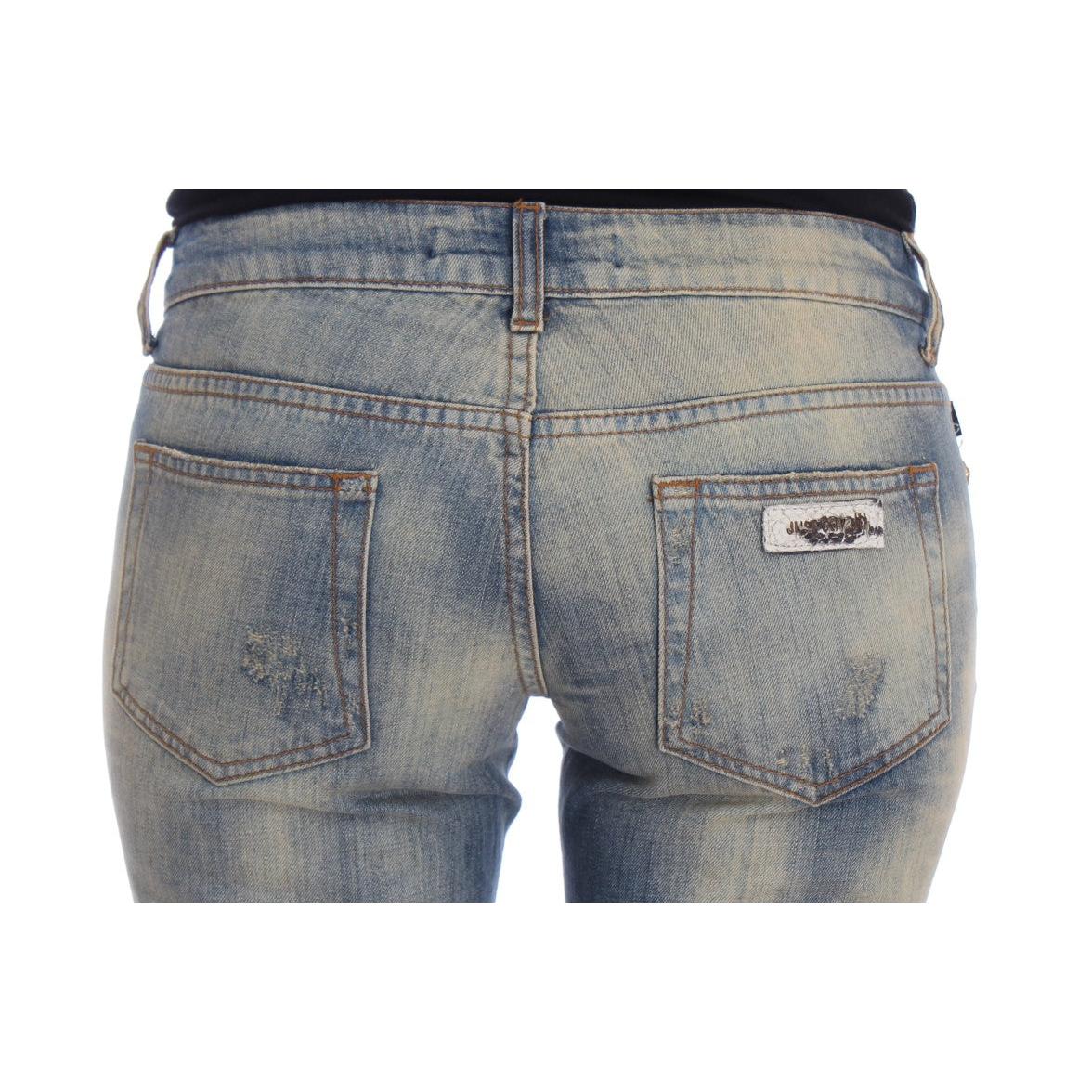 Blue Wash Cotton Slim Fit Bootcut Jeans - coffeewithmee2