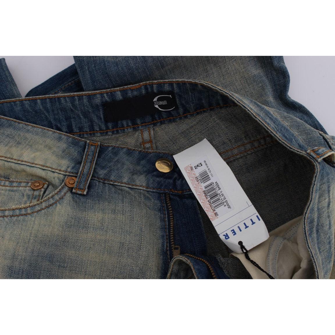 Blue Wash Cotton Slim Fit Bootcut Jeans - coffeewithmee2