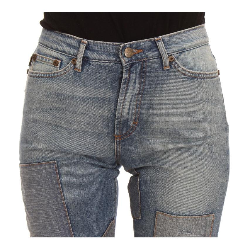 Blue Wash Cotton Slim Fit Bootcut Jeans - coffeewithmee2