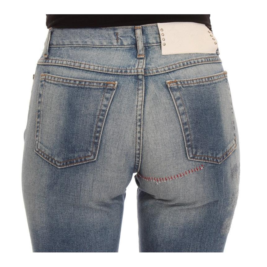 Blue Wash Cotton Slim Fit Bootcut Jeans - coffeewithmee2