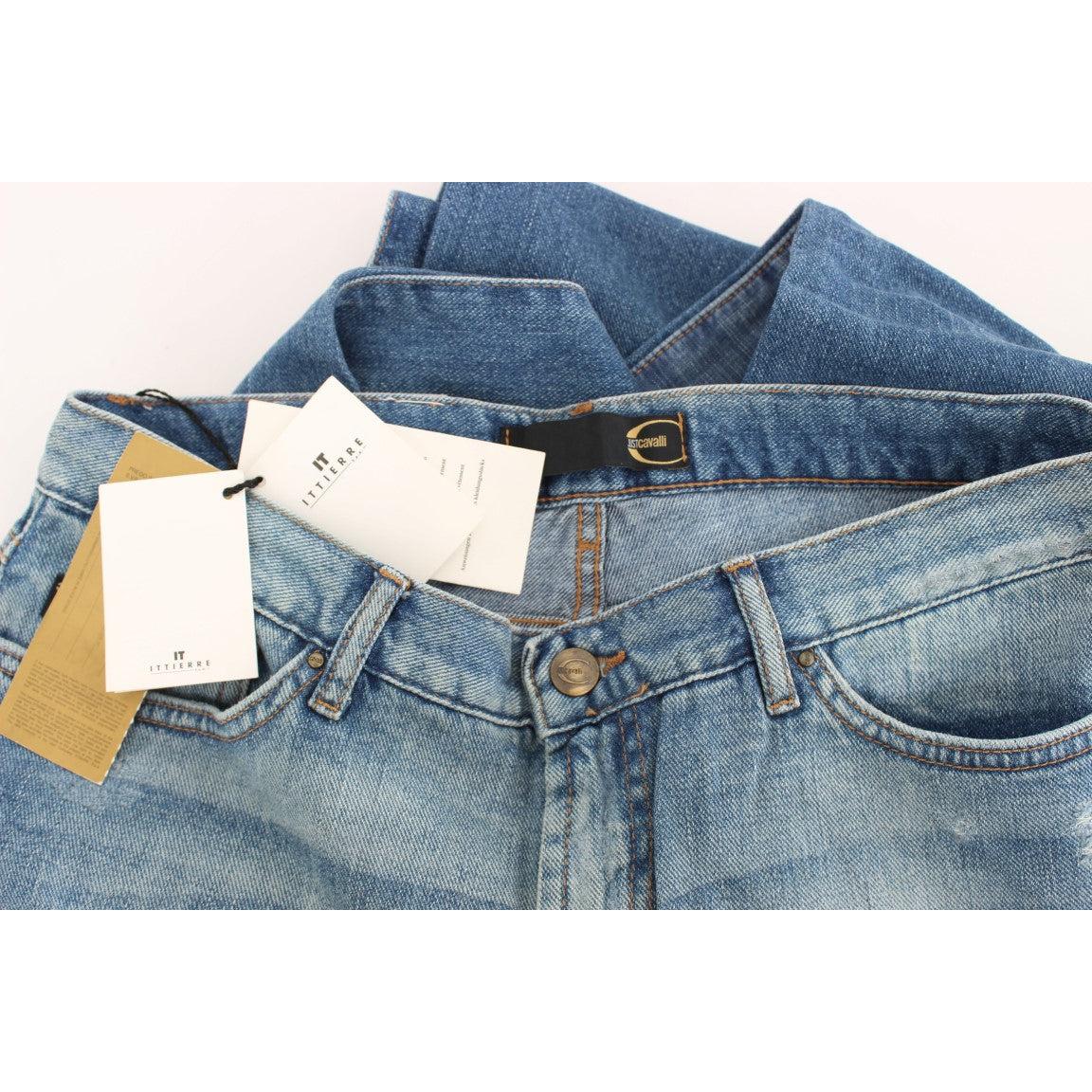 Blue Wash Cotton Slim Fit Bootcut Jeans - coffeewithmee2