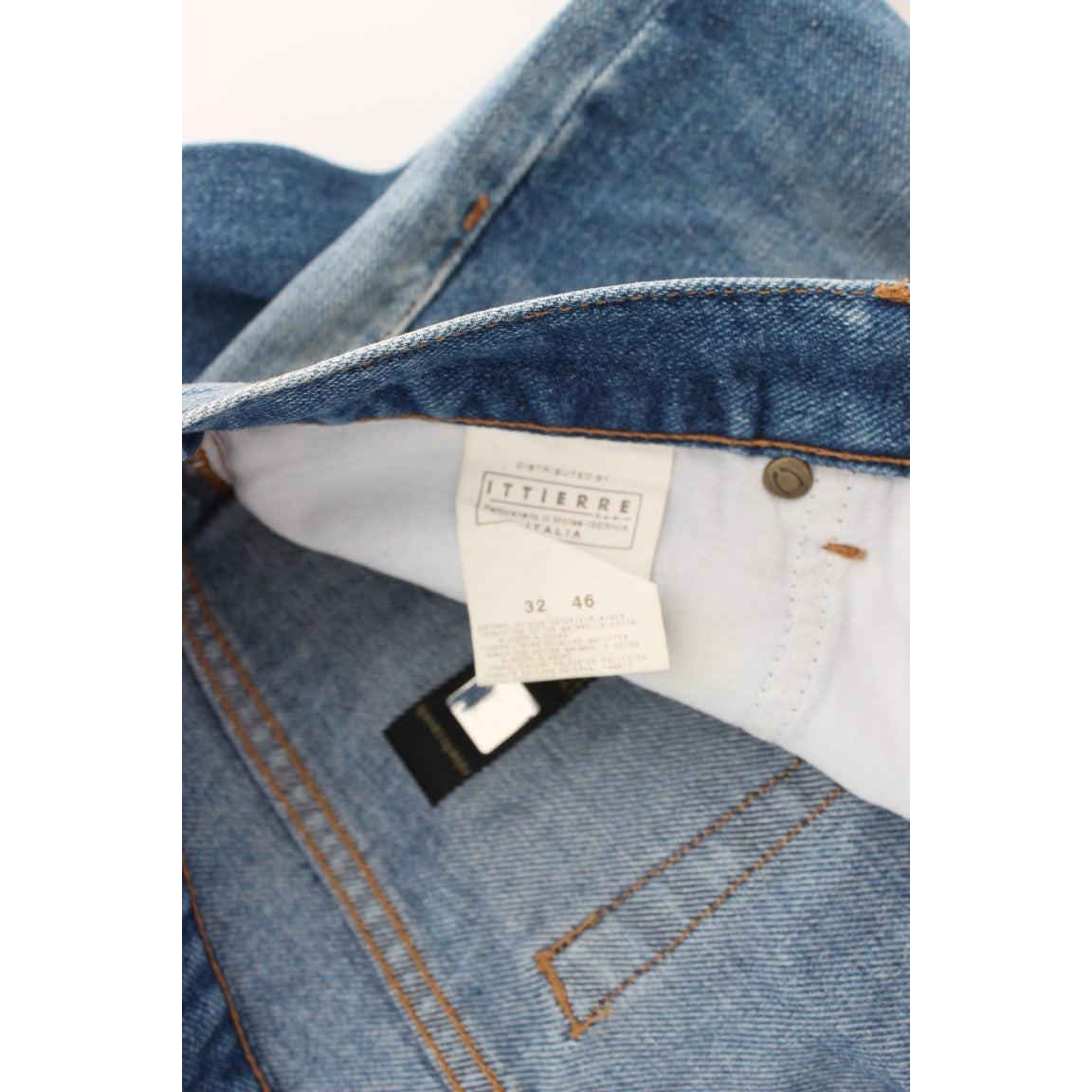 Blue Wash Cotton Slim Fit Bootcut Jeans - coffeewithmee2