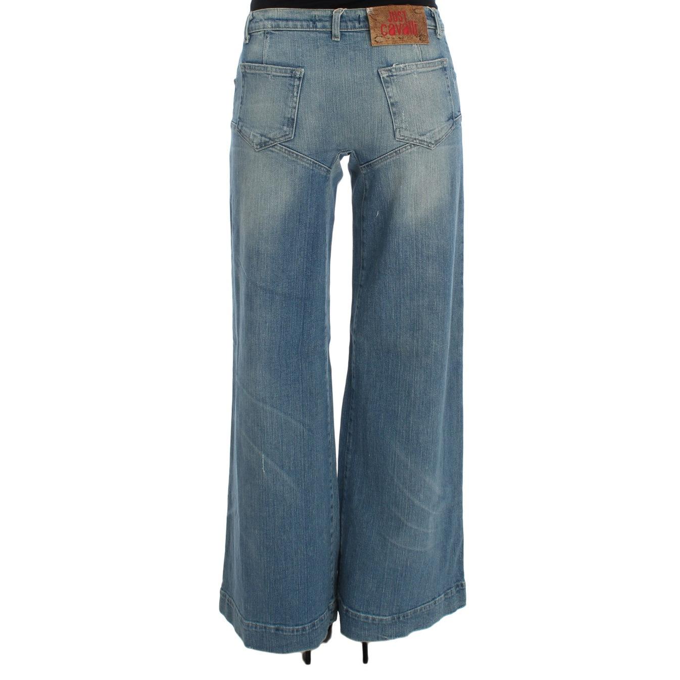 Blue Wash Cotton Blend Wide Legs Jeans - coffeewithmee2