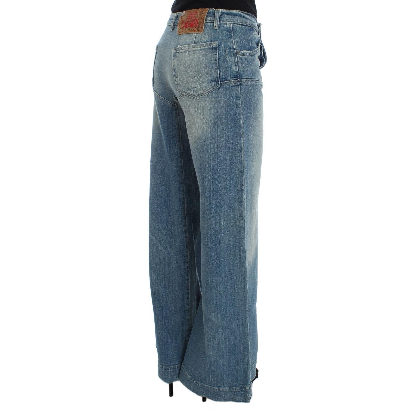 Blue Wash Cotton Blend Wide Legs Jeans - coffeewithmee2
