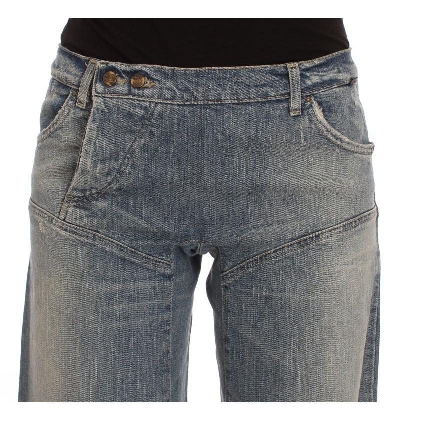 Blue Wash Cotton Blend Wide Legs Jeans - coffeewithmee2