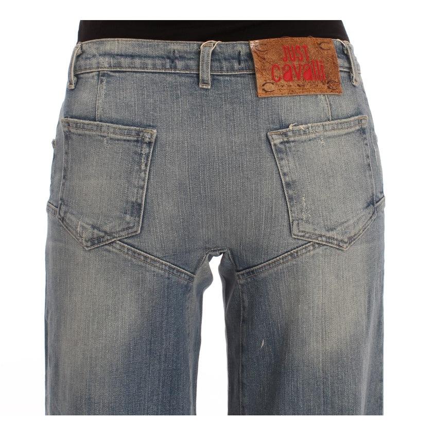 Blue Wash Cotton Blend Wide Legs Jeans - coffeewithmee2