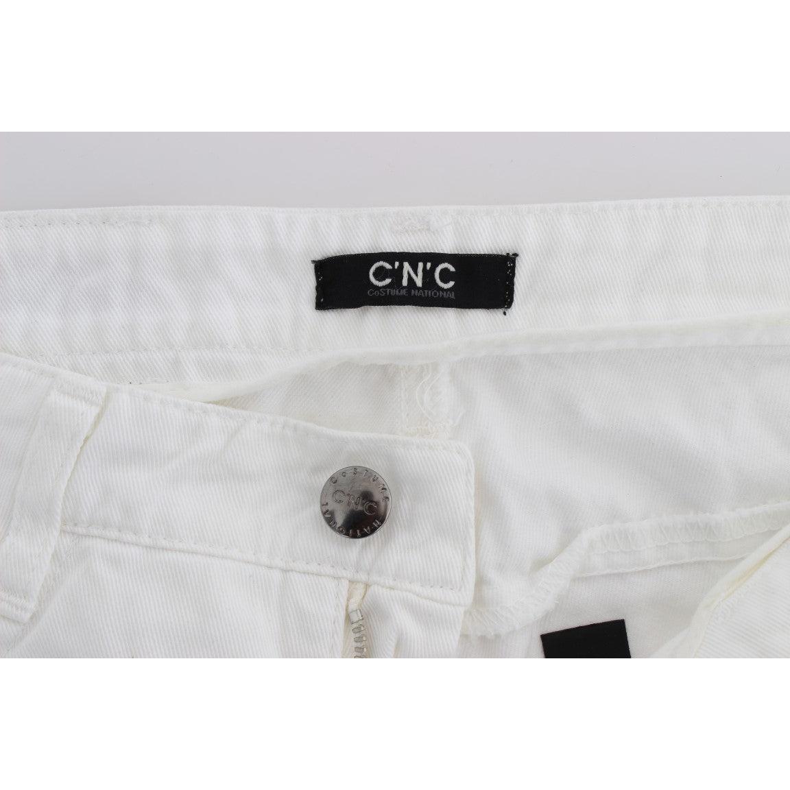 White Cotton Slim Fit Denim Bootcut Jeans - coffeewithmee2
