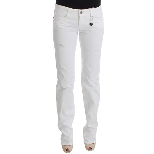White Cotton Slim Fit Denim Bootcut Jeans - coffeewithmee2