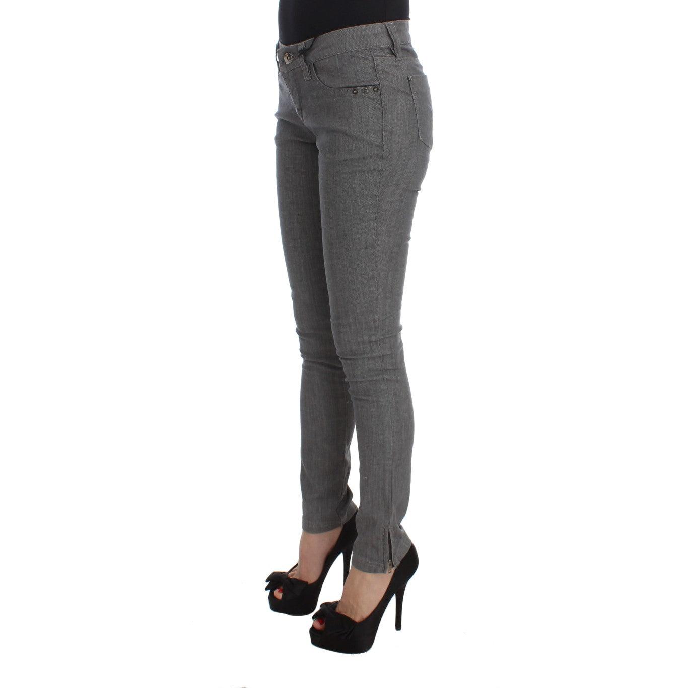 Gray Cotton Blend Slim Fit Jeans - coffeewithmee2