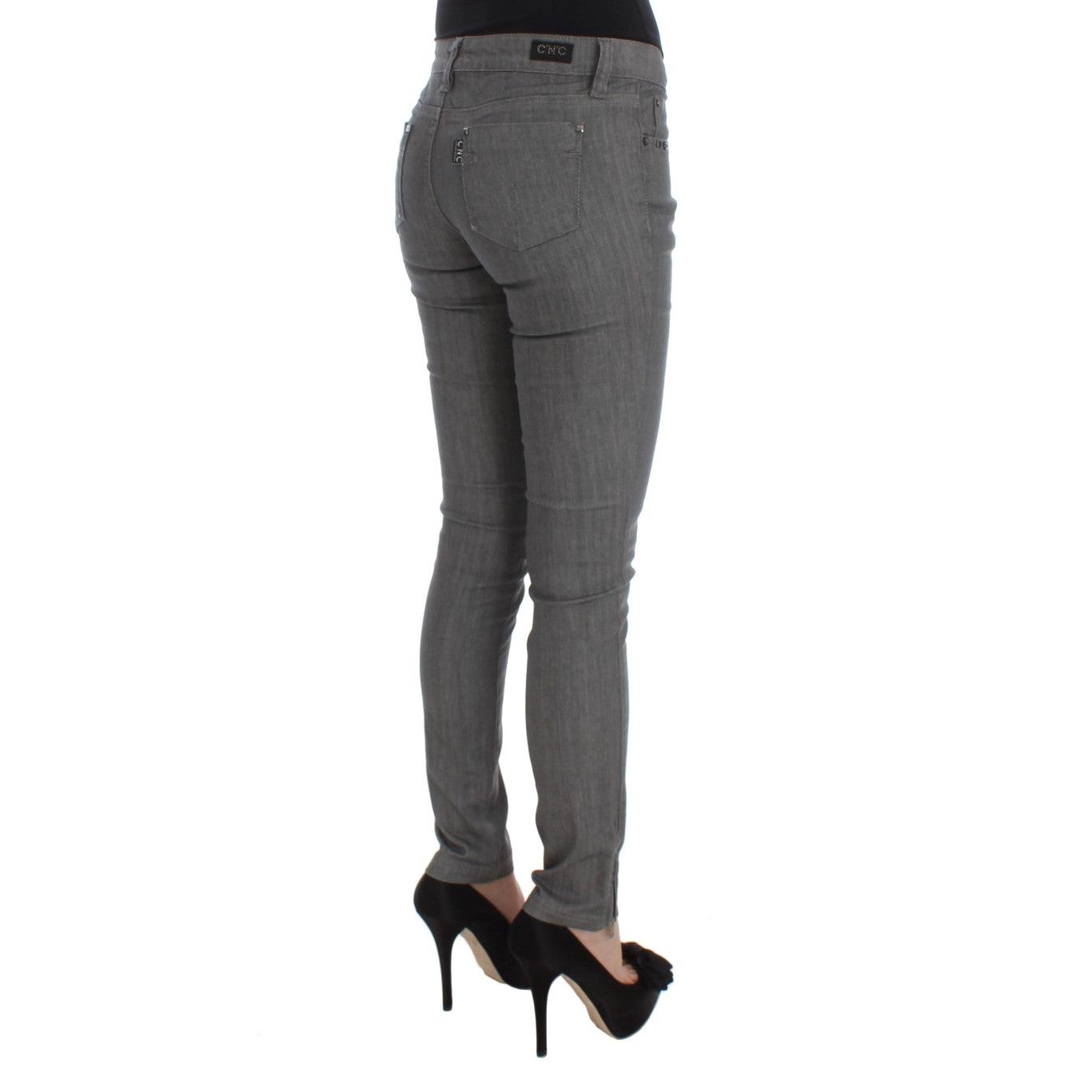 Gray Cotton Blend Slim Fit Jeans - coffeewithmee2