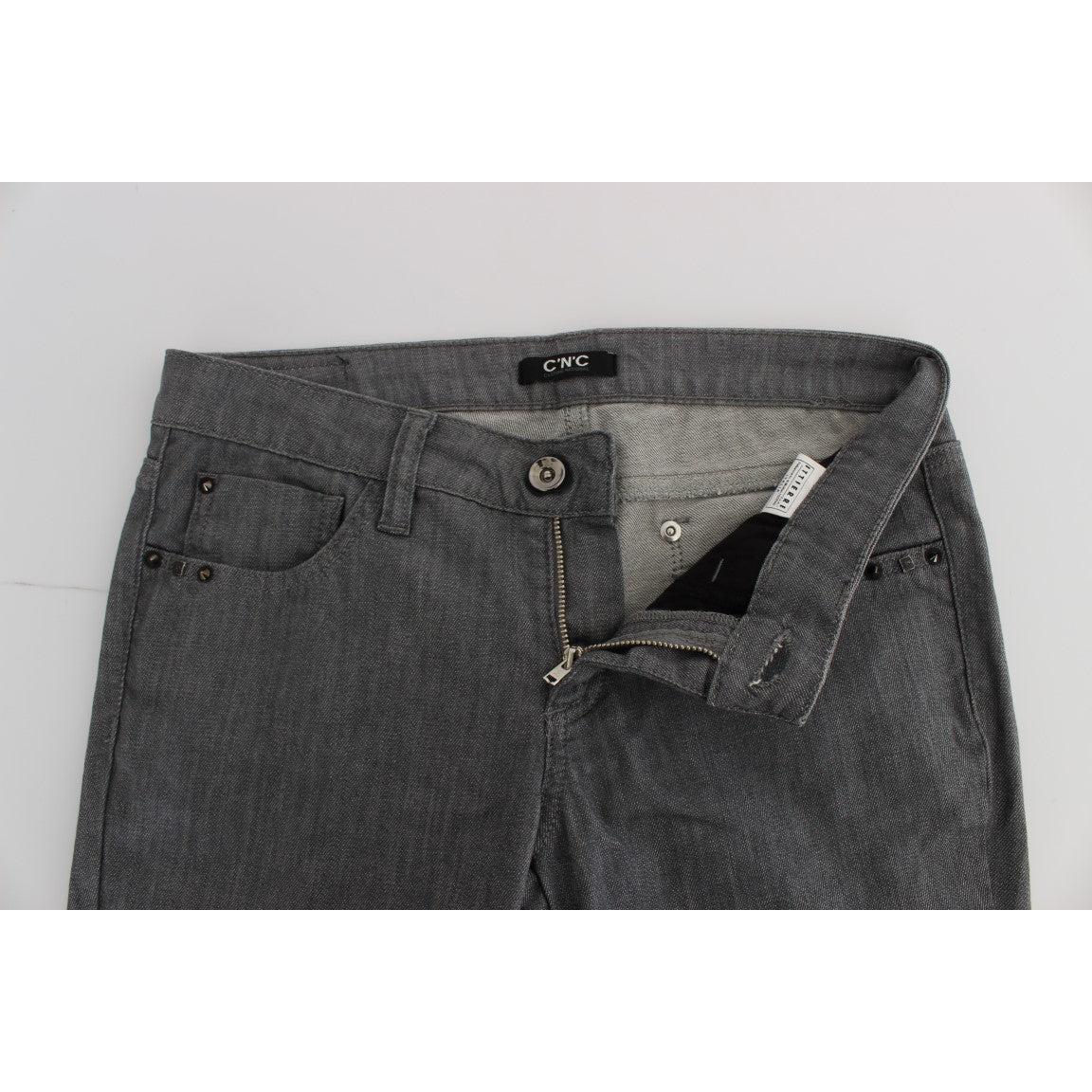 Gray Cotton Blend Slim Fit Jeans - coffeewithmee2