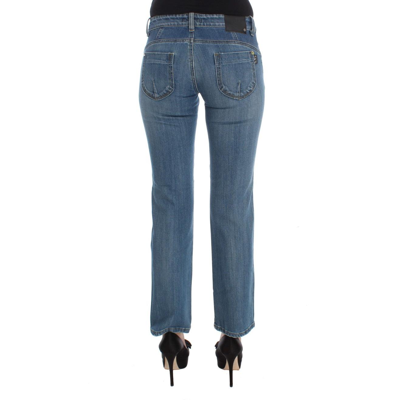Blue Cotton Slim Fit Cropped Jeans - coffeewithmee2