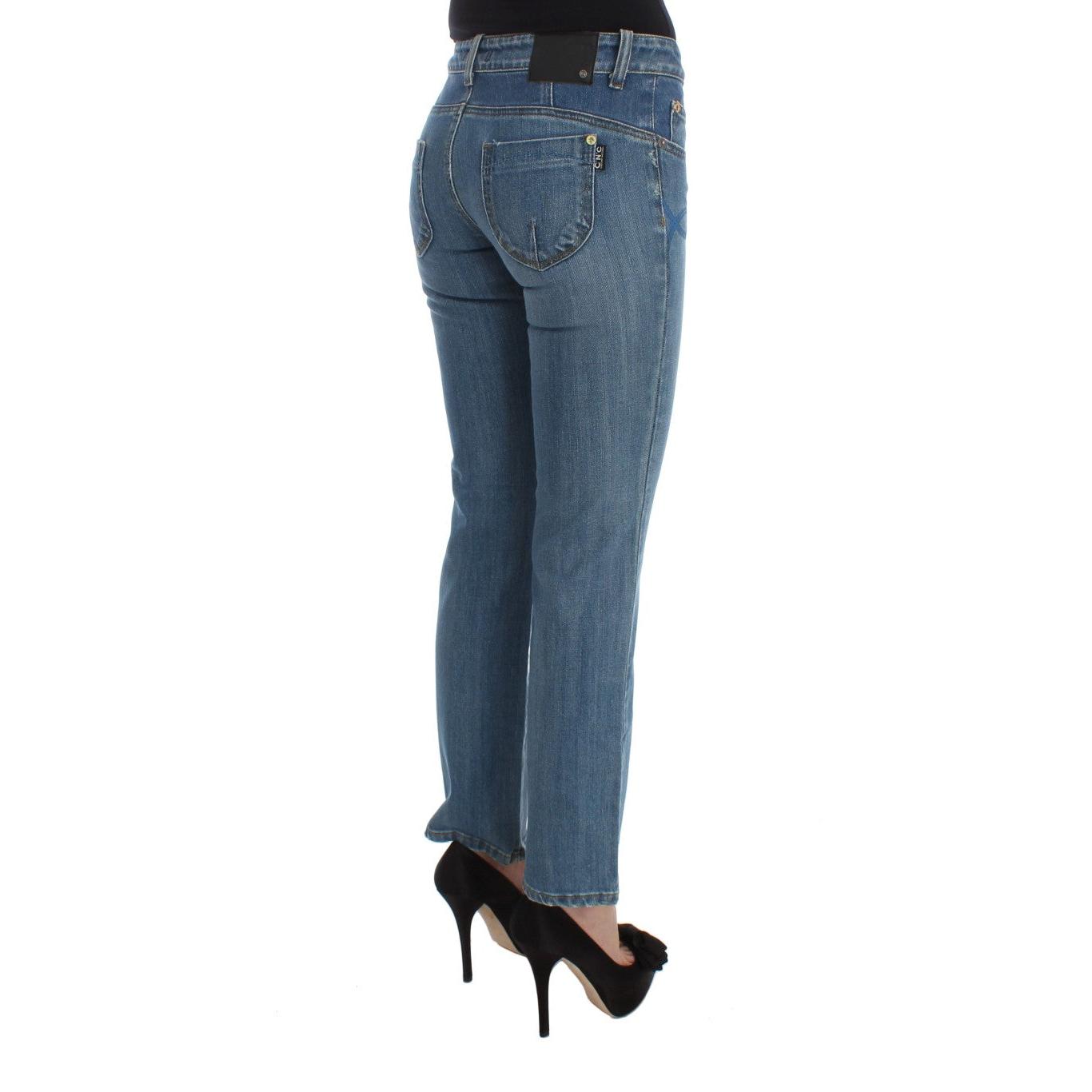 Blue Cotton Slim Fit Cropped Jeans - coffeewithmee2