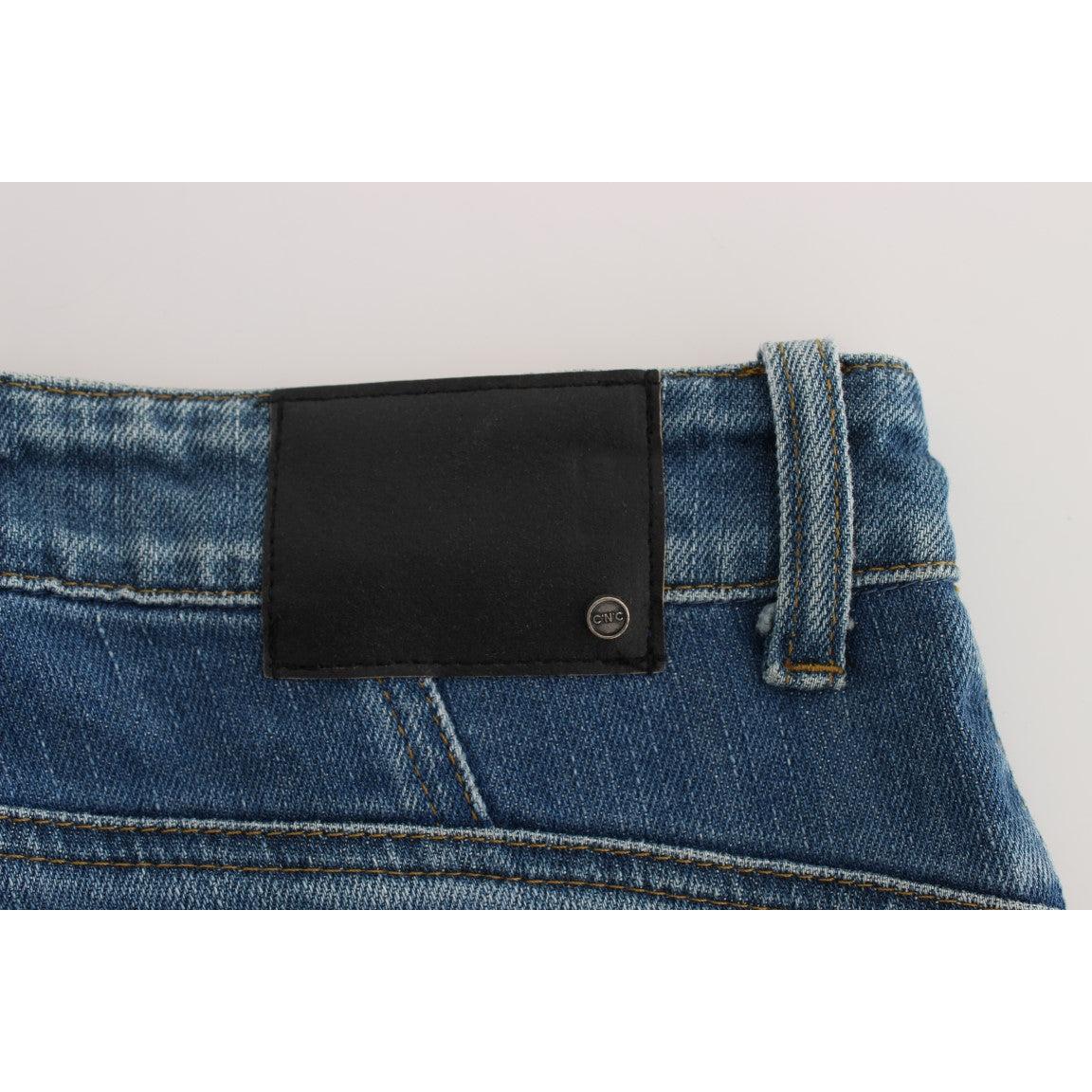 Blue Cotton Slim Fit Cropped Jeans - coffeewithmee2