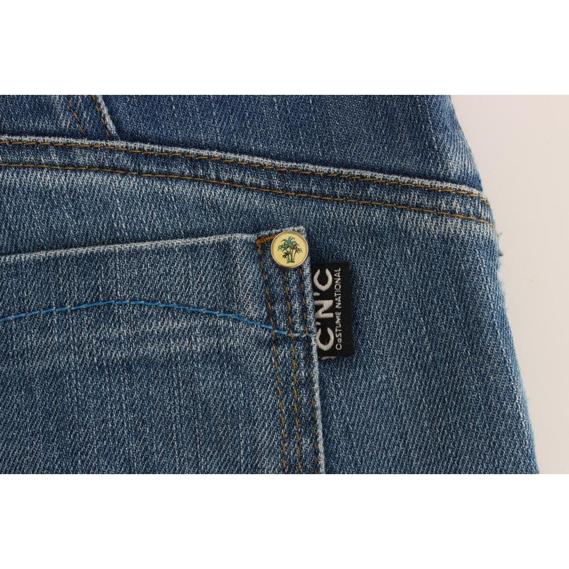 Blue Cotton Slim Fit Cropped Jeans - coffeewithmee2