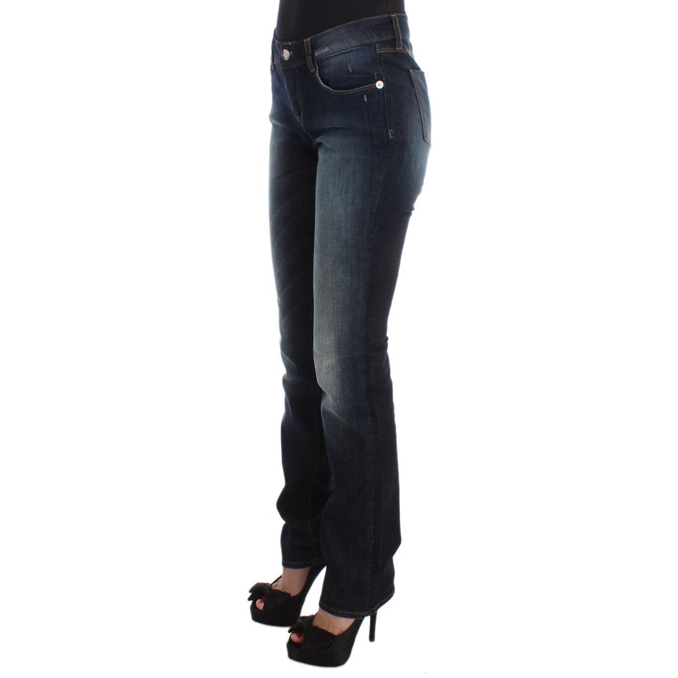 Blue Cotton Slim Fit Bootcut Jeans - coffeewithmee2