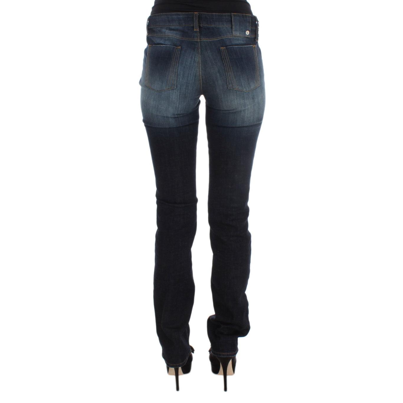Blue Cotton Slim Fit Bootcut Jeans - coffeewithmee2