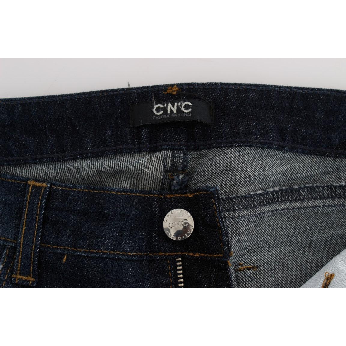 Blue Cotton Slim Fit Bootcut Jeans - coffeewithmee2