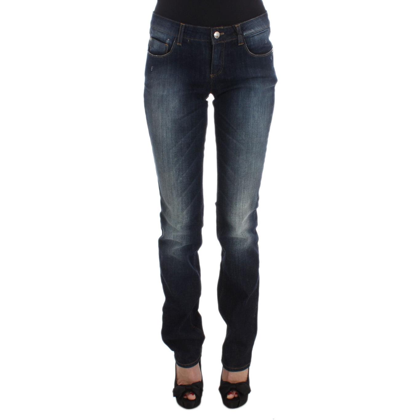 Blue Cotton Slim Fit Bootcut Jeans - coffeewithmee2