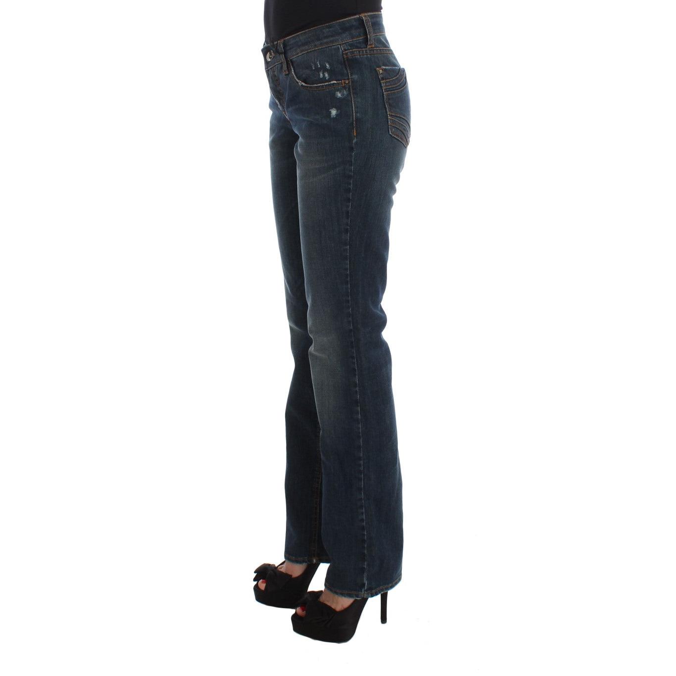 Blue Cotton Blend Bootcut Jeans - coffeewithmee2