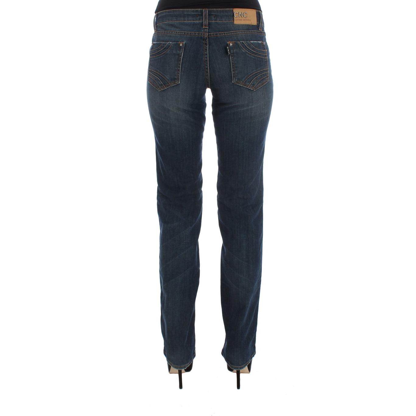 Blue Cotton Blend Bootcut Jeans - coffeewithmee2